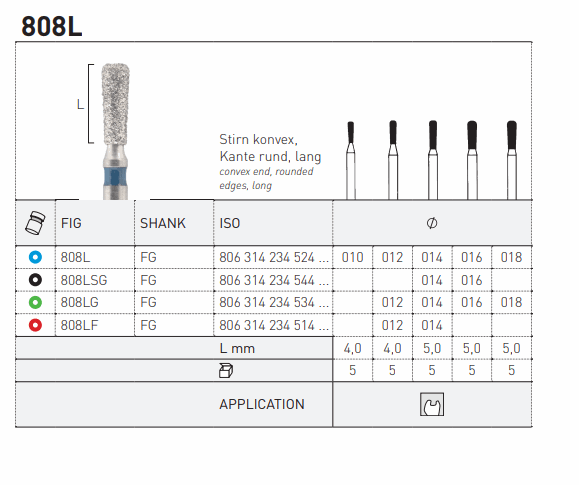 Diamond Bur Long Pear 808L FG 1.4mm 1pcs