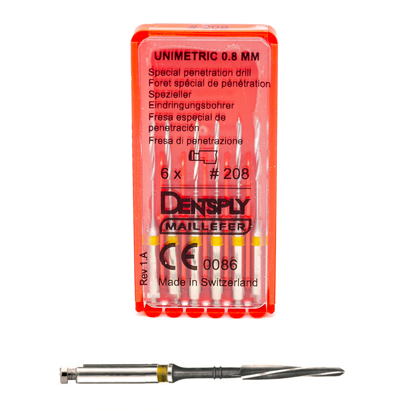 Unimetric Penetration Drill #208 0.8mm Yellow 6pcs