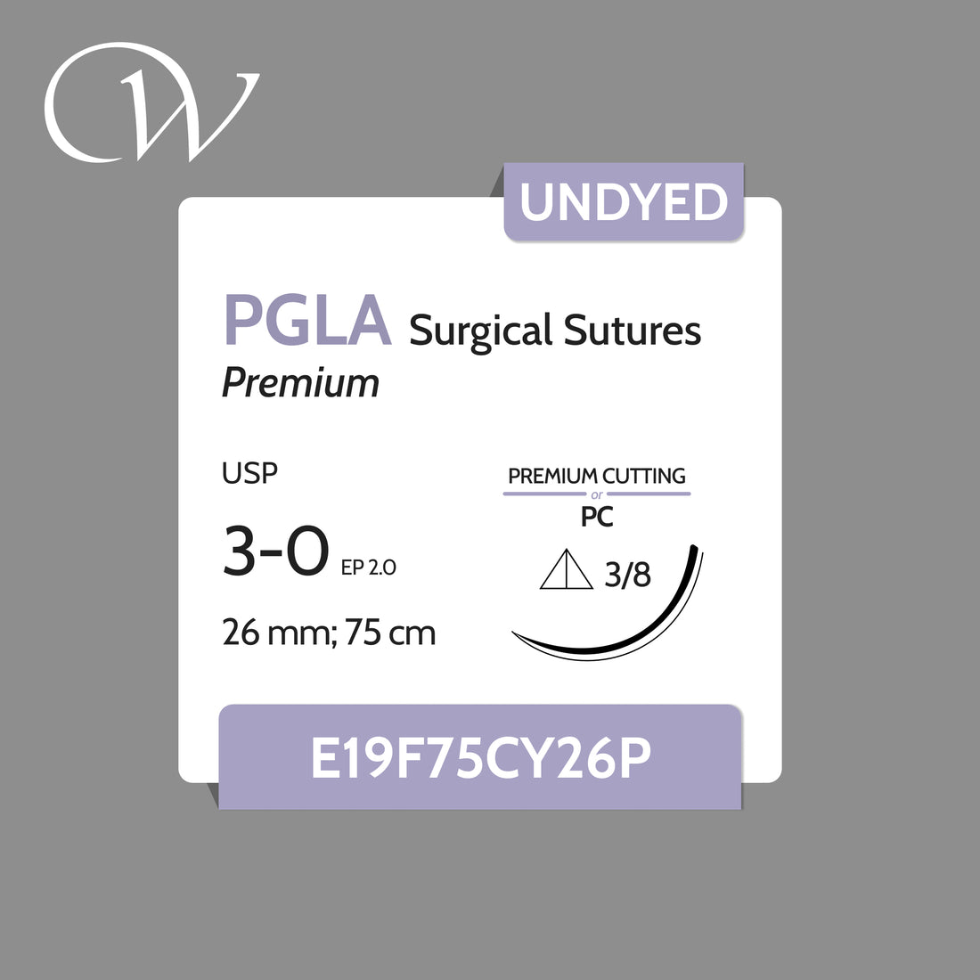 PGLA 3/0 Cutting 3/8 26mm 75cm 24pcs