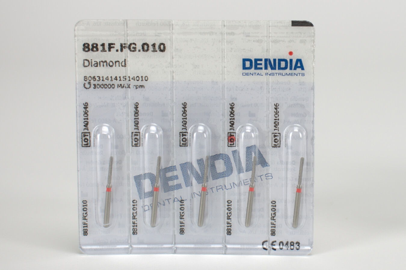 Diamond Bur Round End Cylinder 881 FG 1.0mm 5pcs