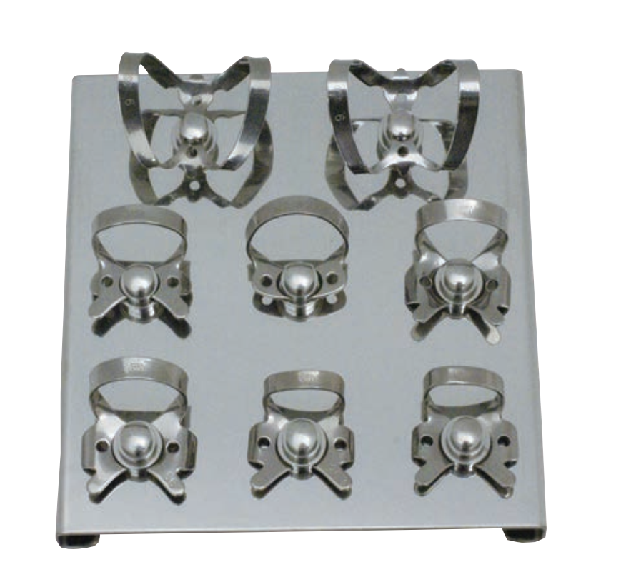 Rubber Dam Clamp Set 8 Clamps with Holder Polished