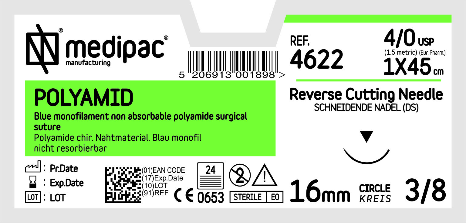 Polyamide 4/0 Cutting 3/8 24mm 45cm 24pcs