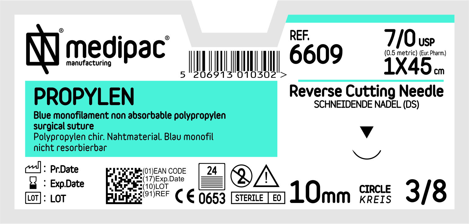 Polypropylene USP 7/0 3/8 Circle 12mm 60cm 24pcs