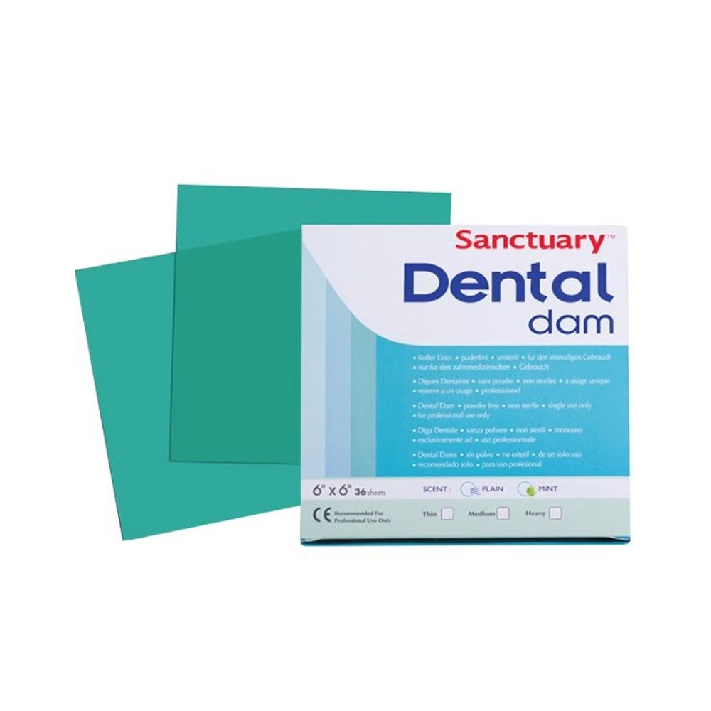 Rubber Dam Sheets Medium Mint Green 6x6" 36pcs