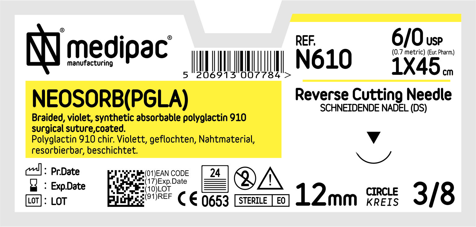 Neosorb PGLA - USP 6/0, EP 0.7, Cutting Needle 3/8