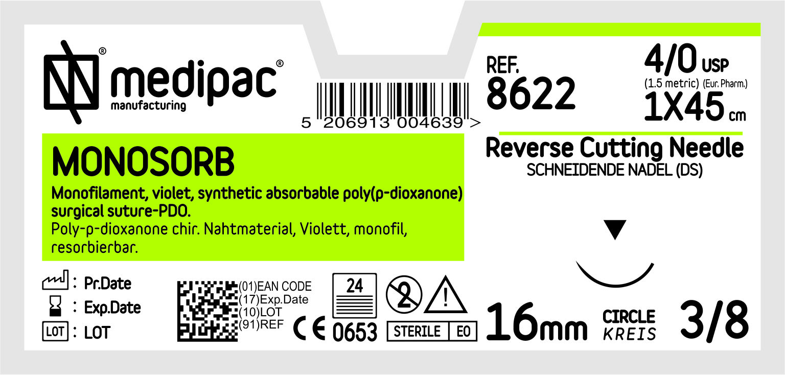 MONOSORB PDO 4/0 Cutting 3/8 24mm 75cm 24pcs